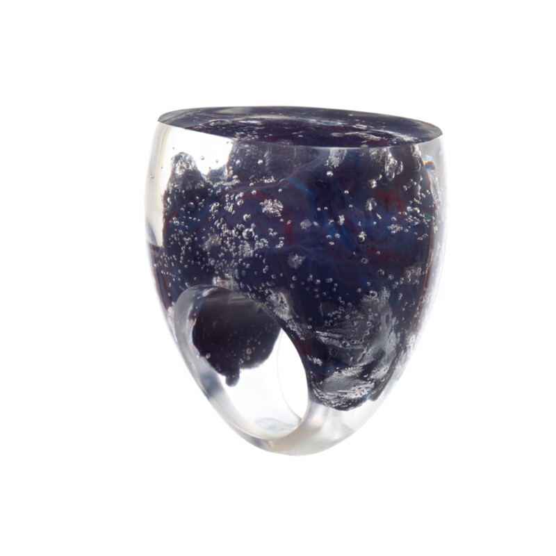 Statement ring in prussian blue composiet.